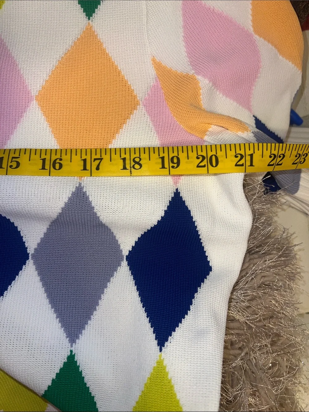 kate spade White Multicolor Argyle V-Neck Sweater